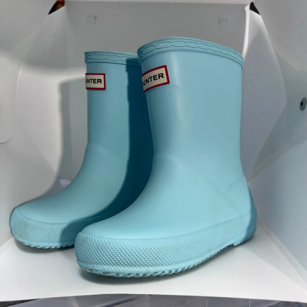 Hunter Kids First Classic Rain Boots Sky Blue Rubber Size 7 Toddler 8 Toddler